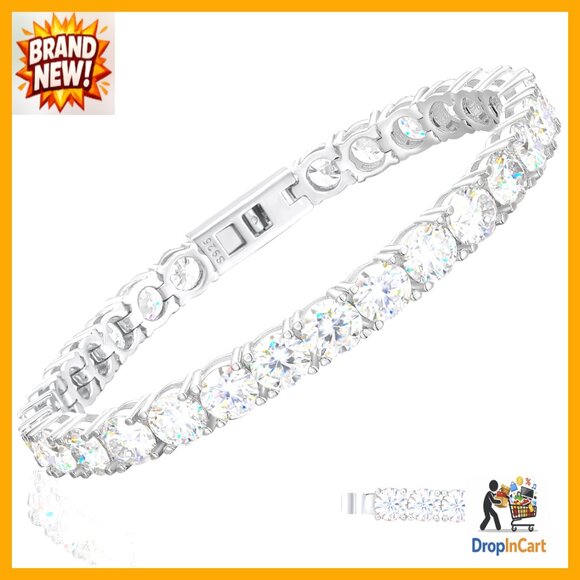 Lab Created Moissanite Tennis Bracelet 925 Sterling Silver 18K Gold Plated